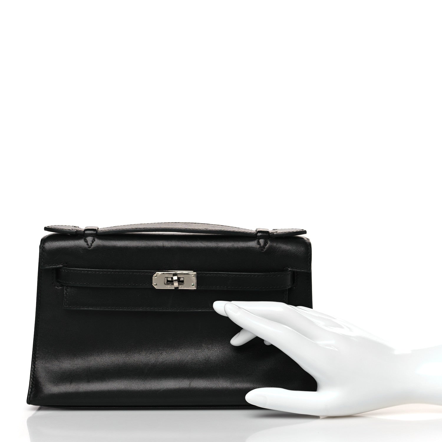 Hermes Tadelakt Kelly Pochette Clutch Black 2 of 9