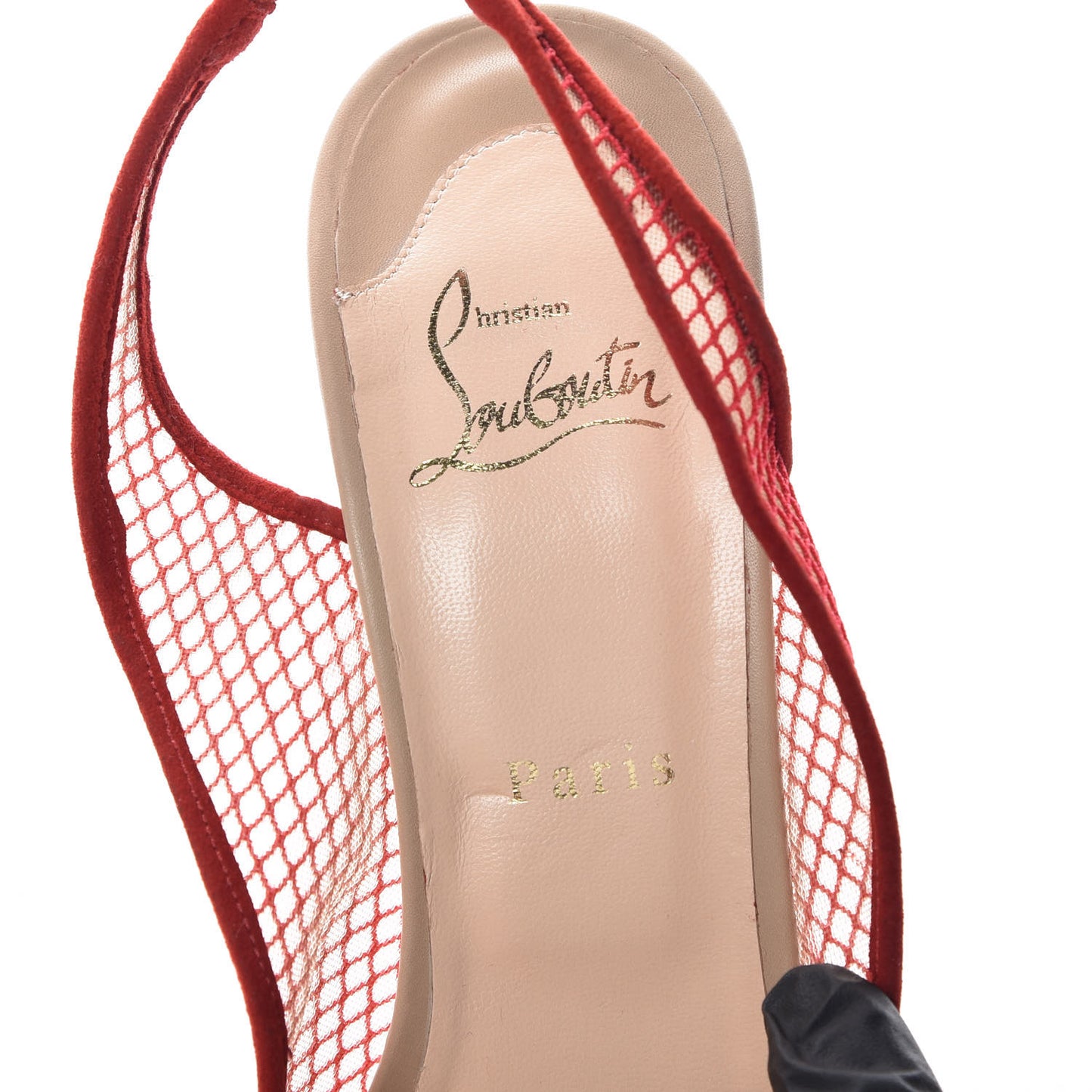 Fishnet Mesh Exclu 140 Platform Slingback Pumps 40 Red