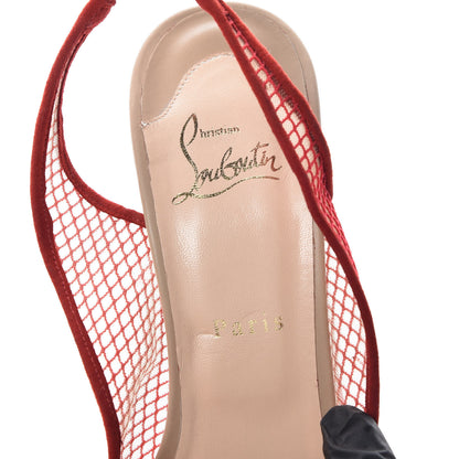 Christian Louboutin Fishnet Mesh Exclu 140 Platform Slingback Pumps 40 Red 5 of 11