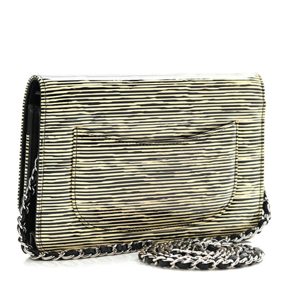Chanel Patent Striped Wallet On Chain WOC Black 2 of 11