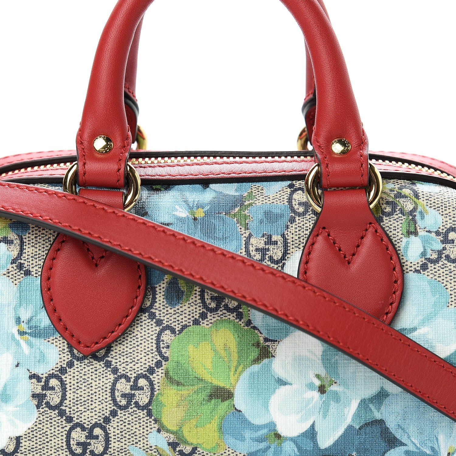 Gucci GG Supreme Monogram Blooms Mini Boston Navy Blue Hibiscus 8 of 10