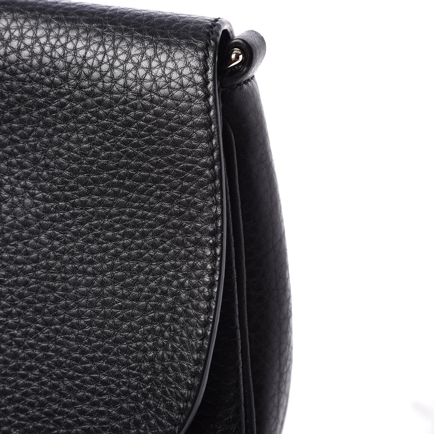 Pebbled Calfskin Medium Soho Flap Crossbody Black
