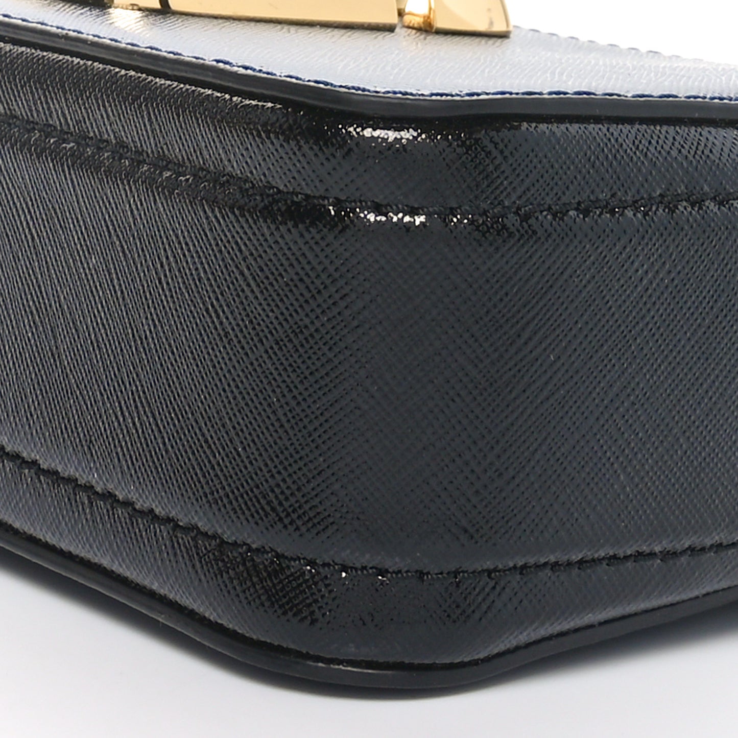 Metallic Saffiano Glitter Small Snapshot Camera Bag Blue Sea