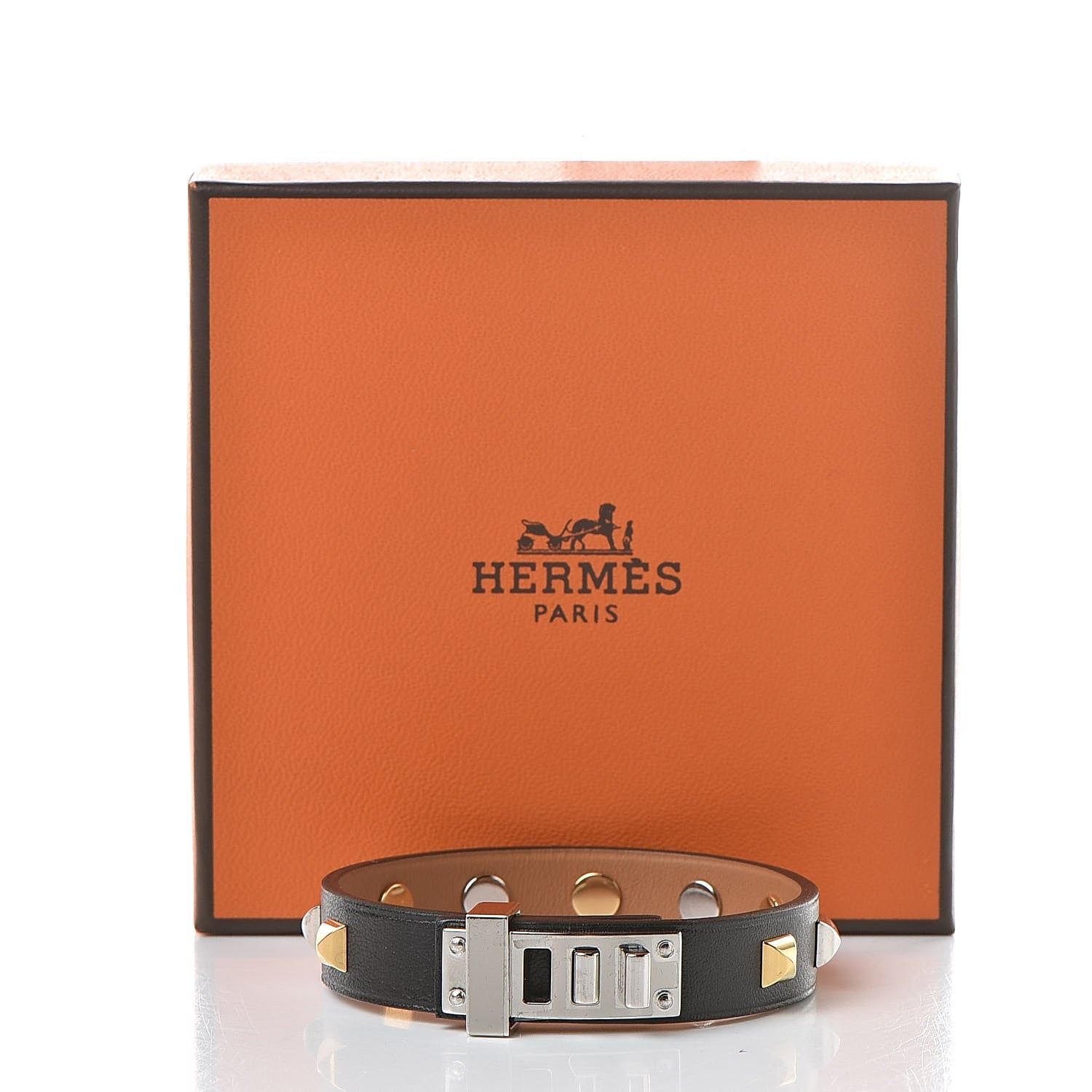 Hermes Swift Mini Dog Square Studded Bracelet T3 Black 7 of 7