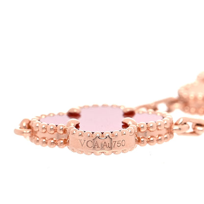 Van Cleef & Arpels 18K Rose Gold Carnelian 5 Motifs Guilloche Vintage Alhambra Bracelet 6 of 10