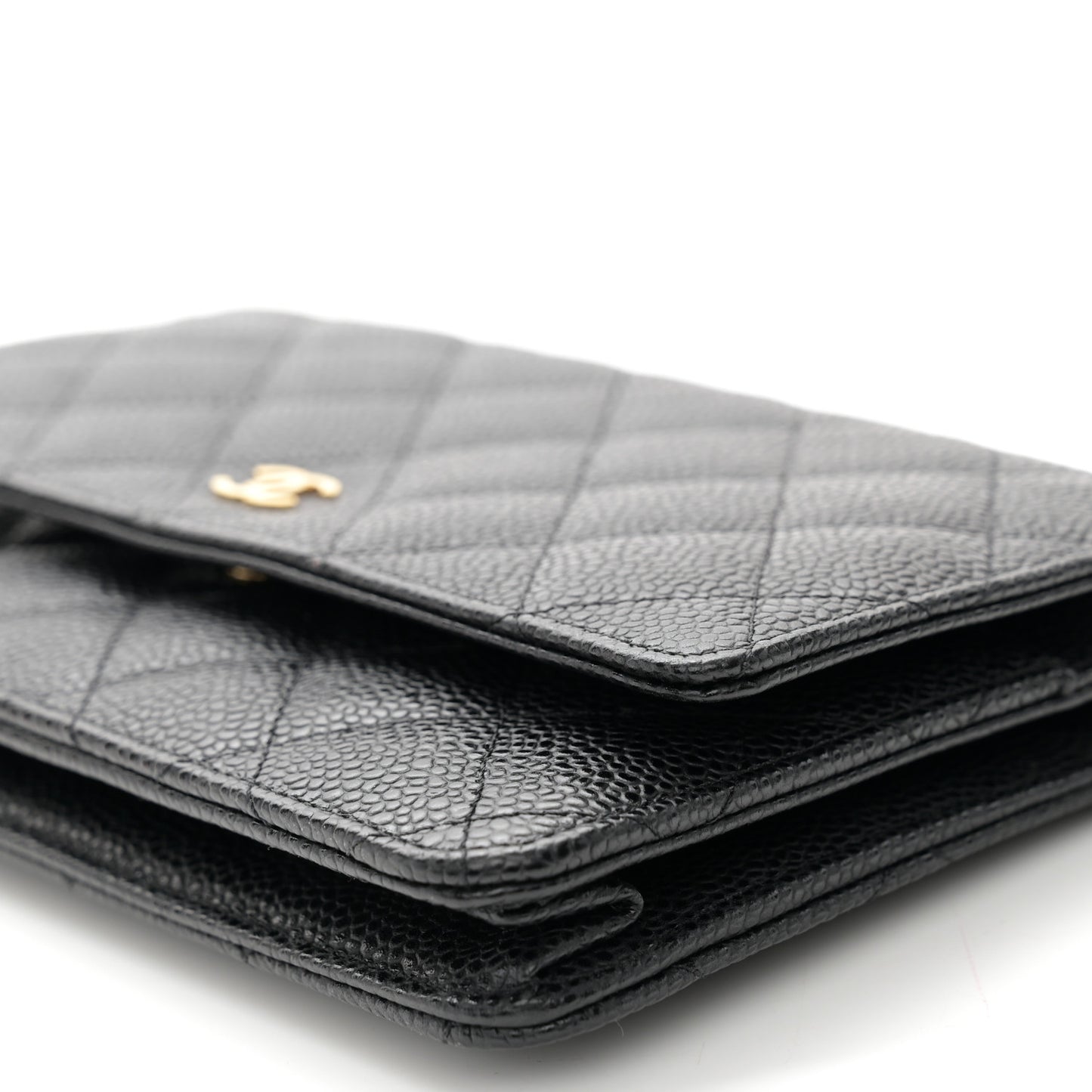 Caviar Quilted Wallet on Chain WOC Black