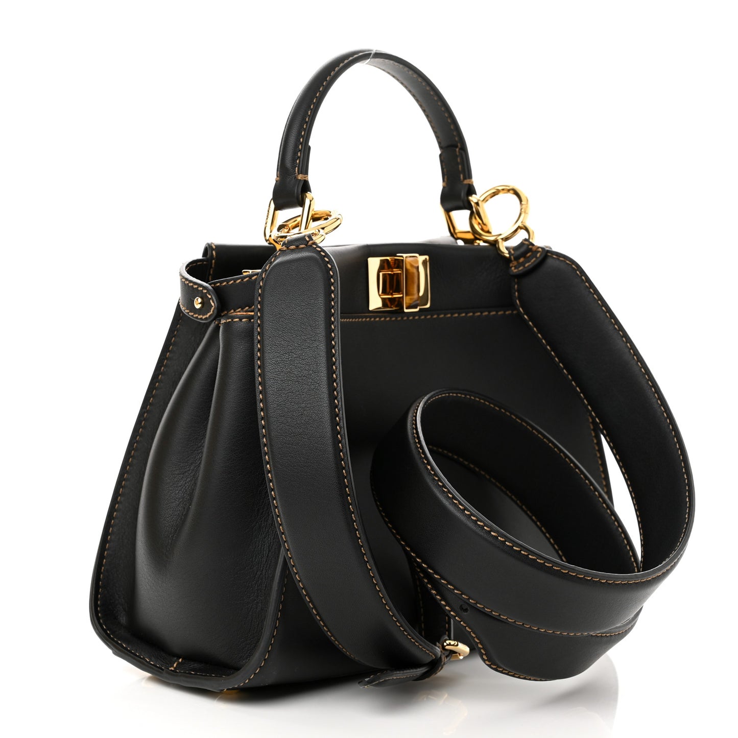 Vitello King Canvas Chinese New Year Tiger Embroidered Mini Peekaboo Iconic Satchel Black Dark Yellow