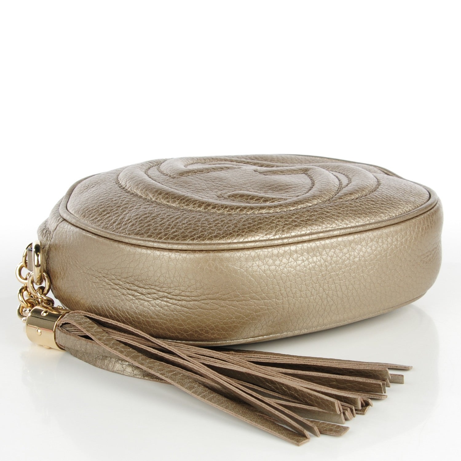 Gucci Metallic Pebbled Calfskin Mini Soho Chain Bag Golden Beige 4 of 7