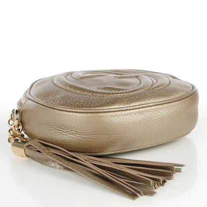 Gucci Metallic Pebbled Calfskin Mini Soho Chain Bag Golden Beige 4 of 7