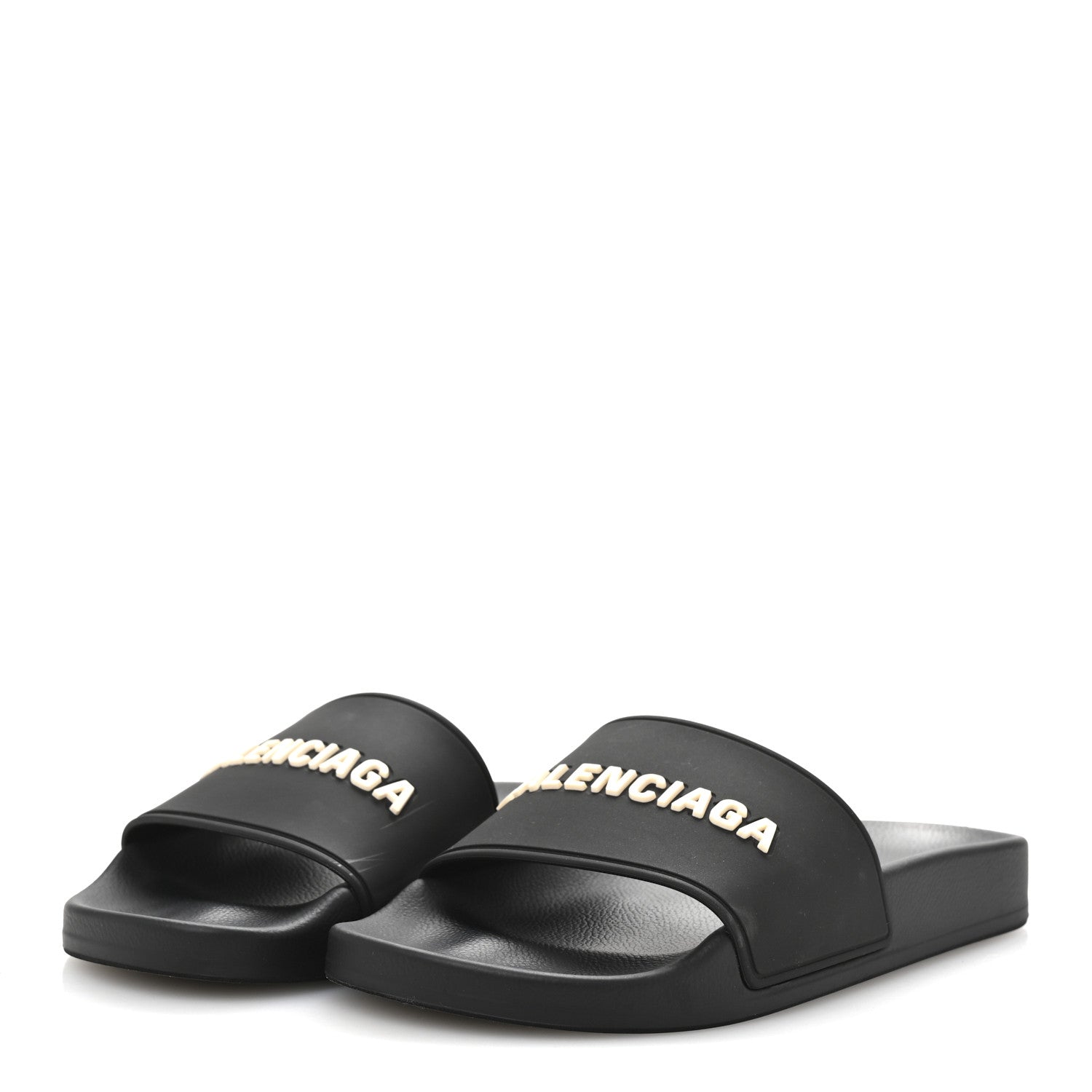 Balenciaga Rubber Logo Pool Slide Sandals 36 Black 1700467