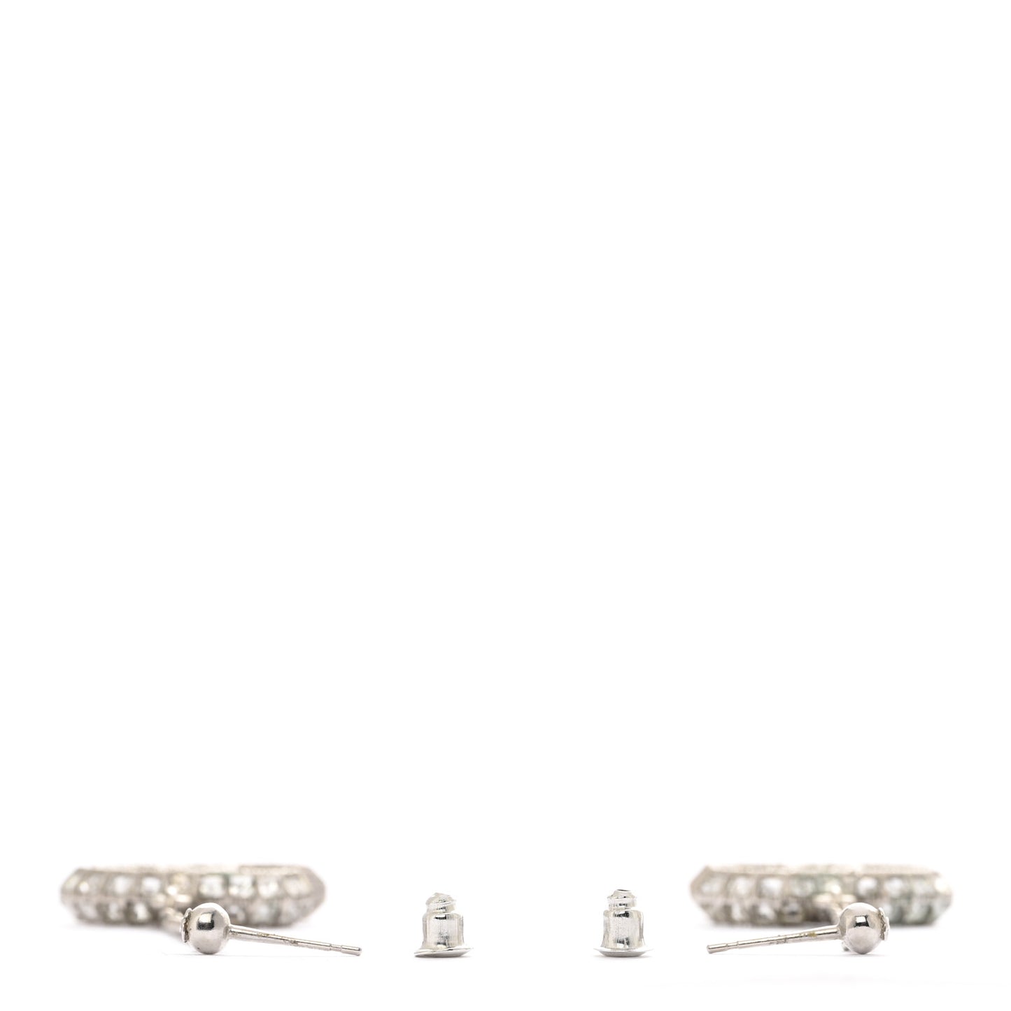 Baguette Crystal CC Drop Earrings Silver