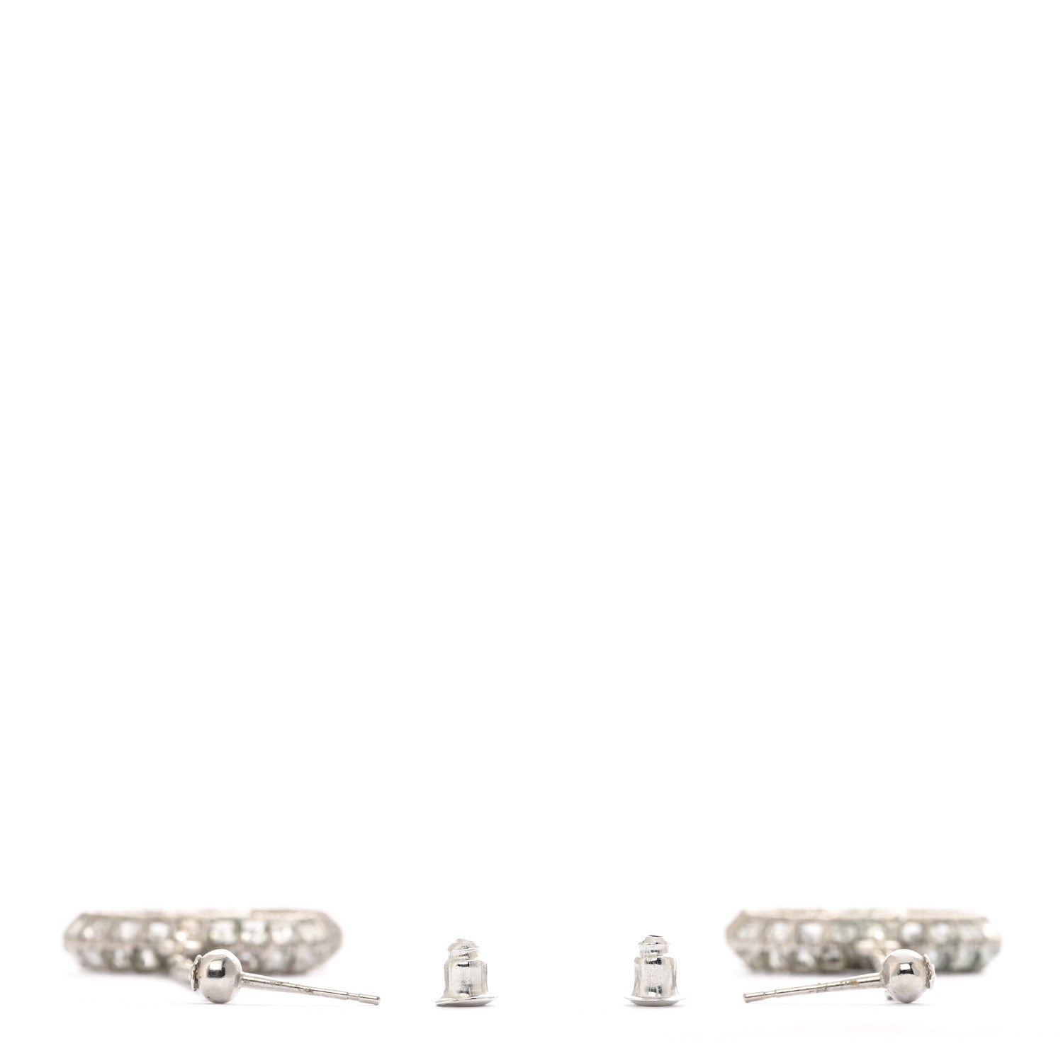 Chanel Baguette Crystal CC Drop Earrings Silver 3 of 4