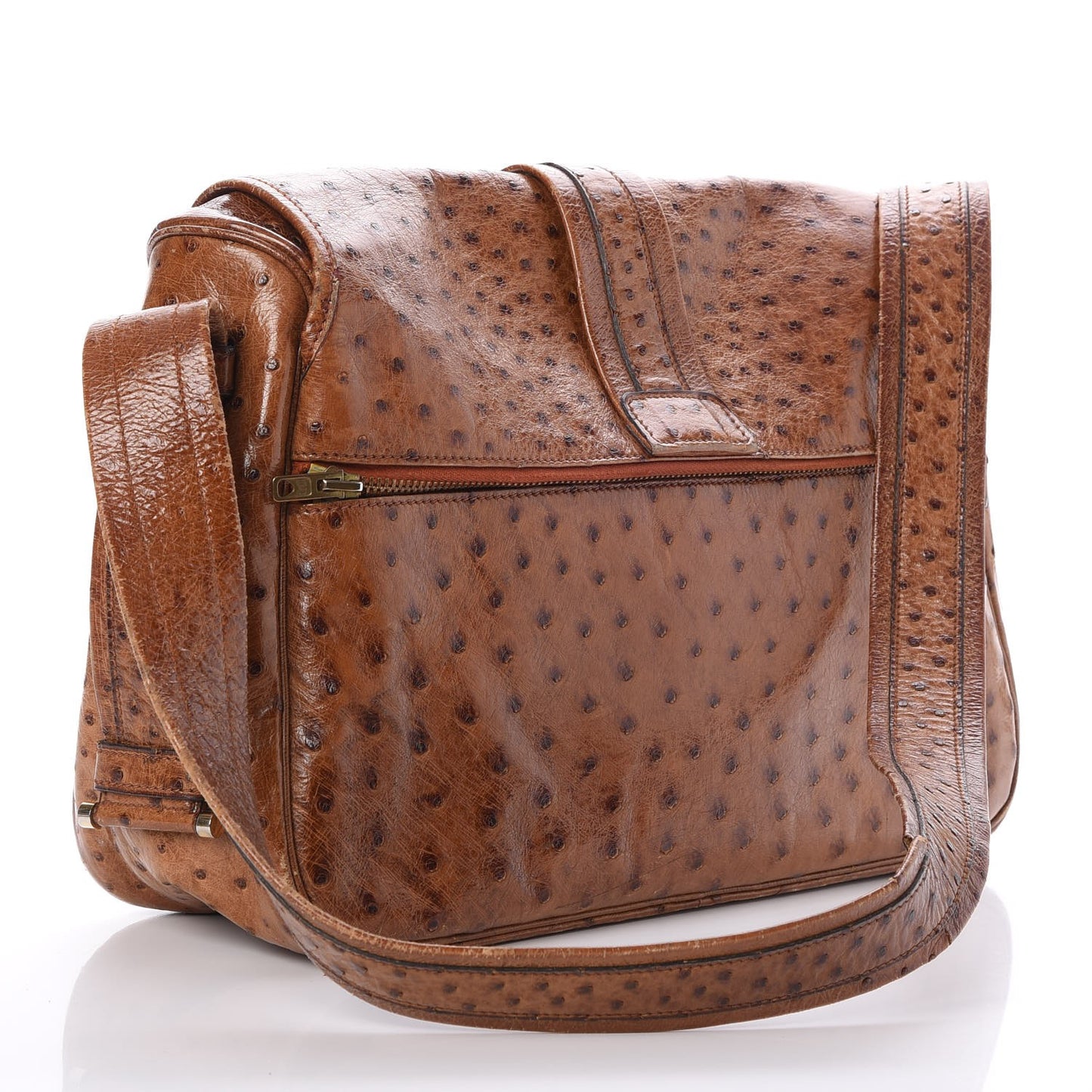 Ostrich Noumea Flap Bag Gold