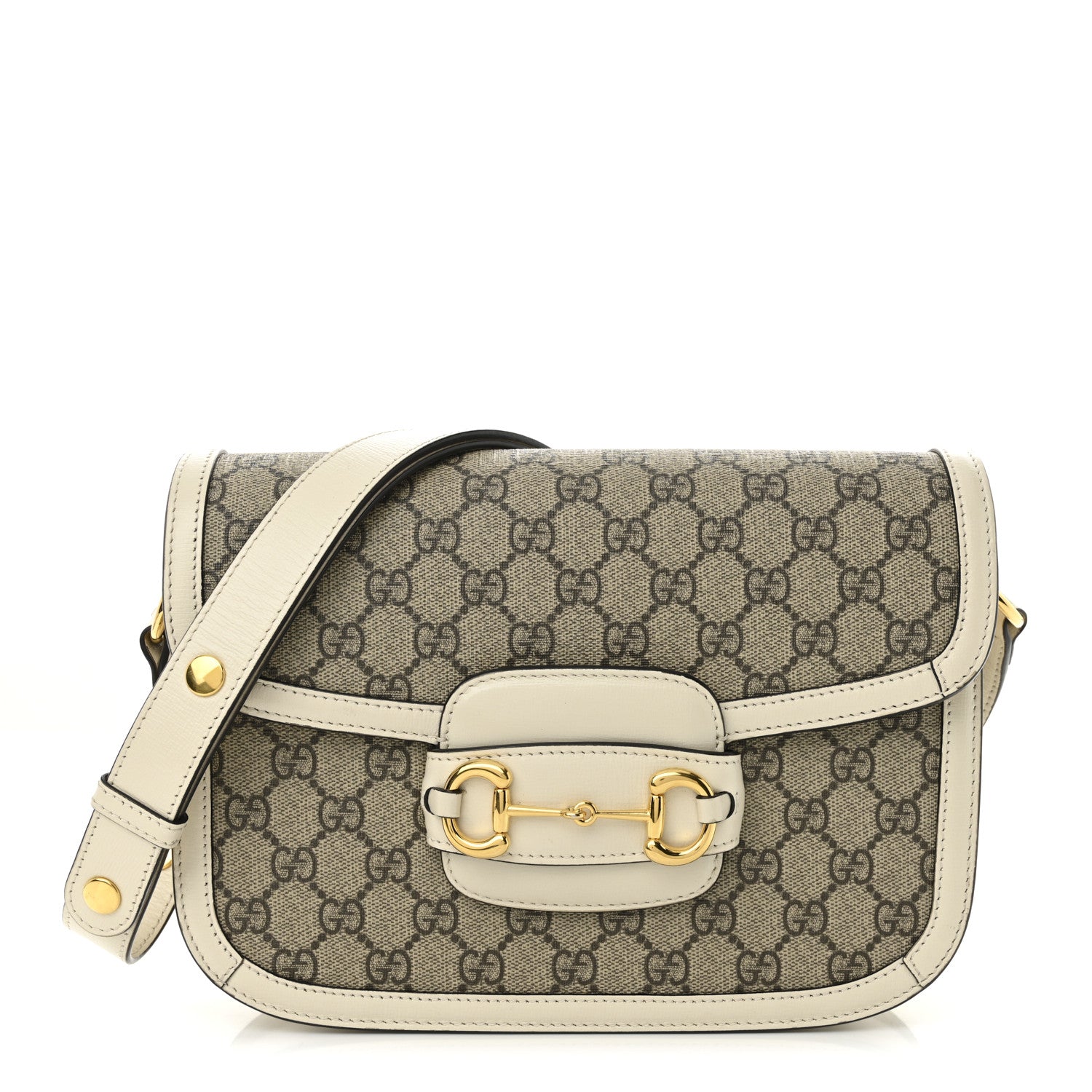Gucci GG Supreme Monogram Horsebit 1955 Shoulder Bag Beige Mystic White 1 of 10