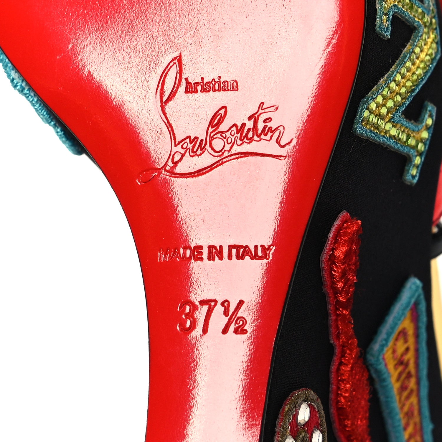 Christian Louboutin Patent Loubi Zeppa 140 Wedges 37.5 Black Red 6 of 8