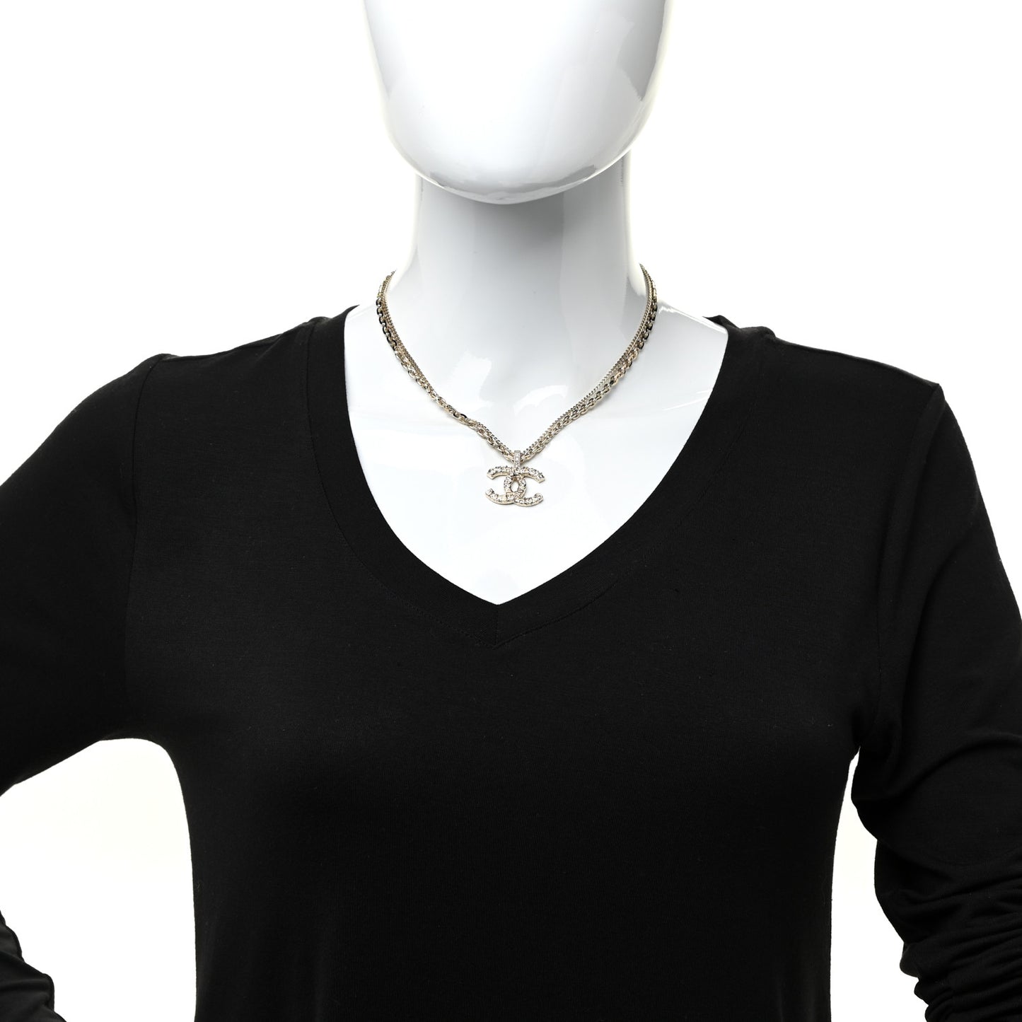 Crystal CC Multi Strand Chain Necklace Gold