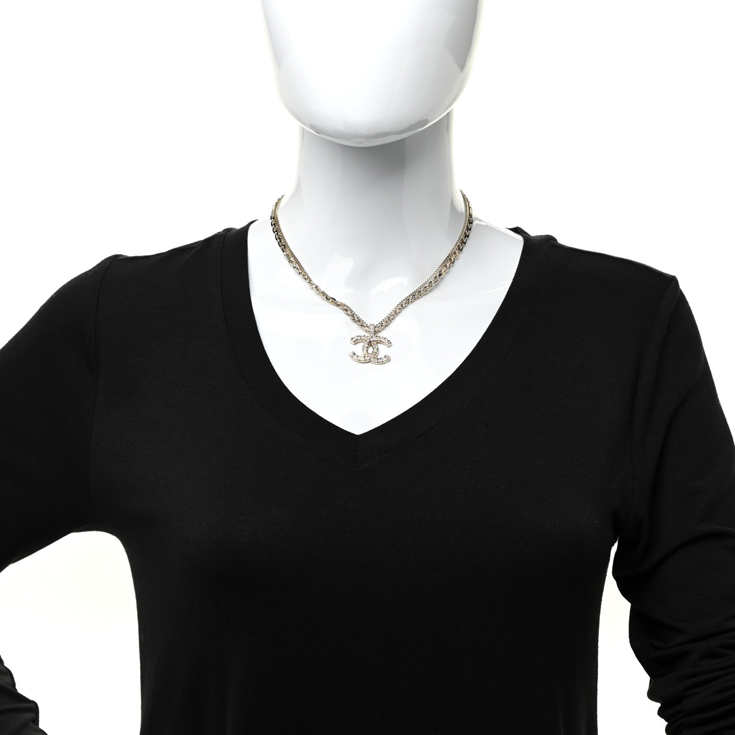 Chanel Crystal CC Multi Strand Chain Necklace Gold 2 of 5