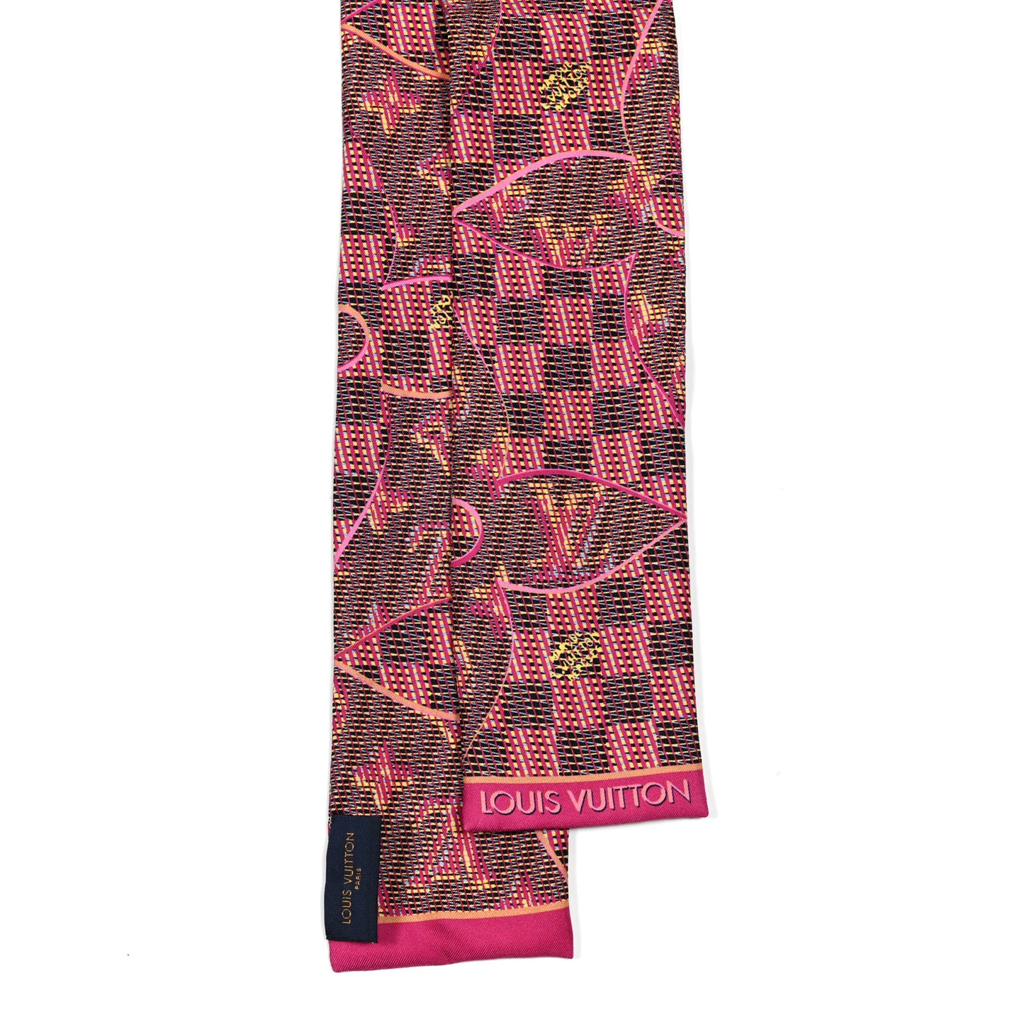 Silk Monogram Damier Pop Print Bandeau Pink
