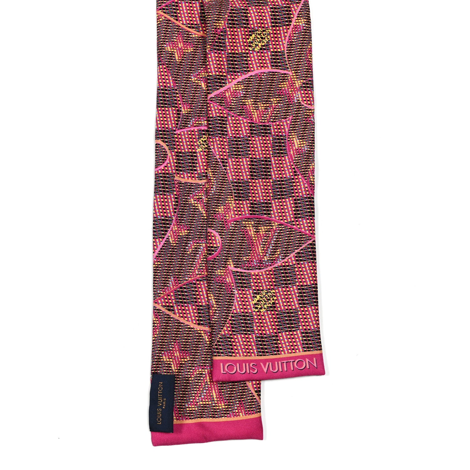 Louis Vuitton Silk Monogram Damier Pop Print Bandeau Pink 2 of 4