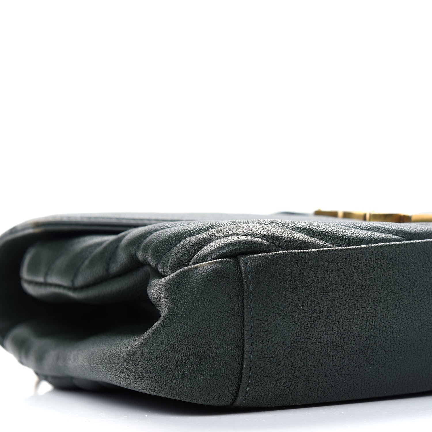 Saint Laurent Sheepskin Matelasse Chevron Monogram Medium College Bag Dark Green 7 of 13
