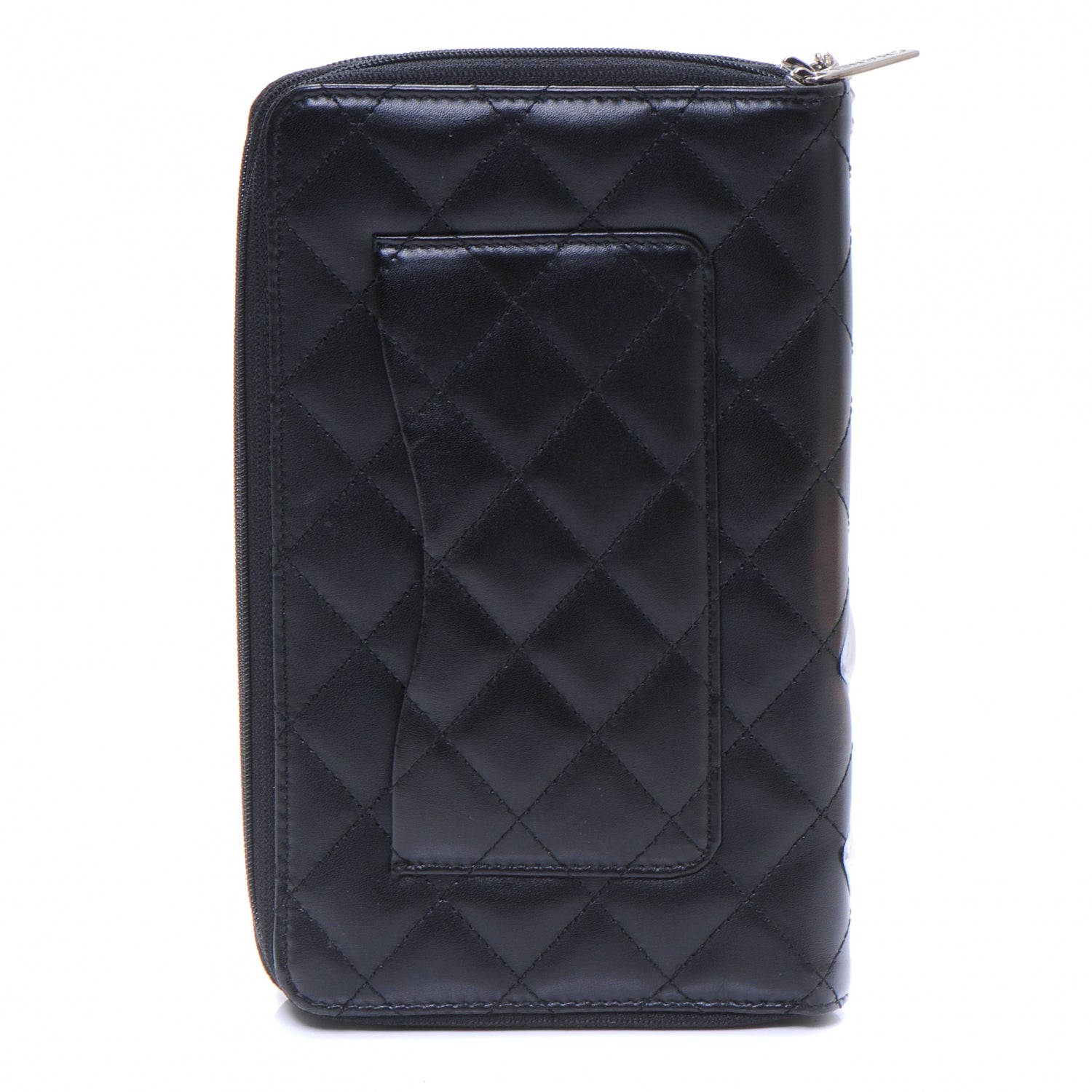 Chanel Calfskin Cambon Zip Around Organizer Wallet Black White 3 of 7