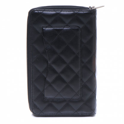Chanel Calfskin Cambon Zip Around Organizer Wallet Black White 3 of 7