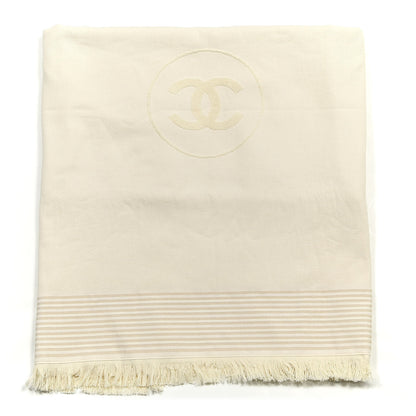 Chanel Terry Cotton CC Beach Towel Off White 1 of 3
