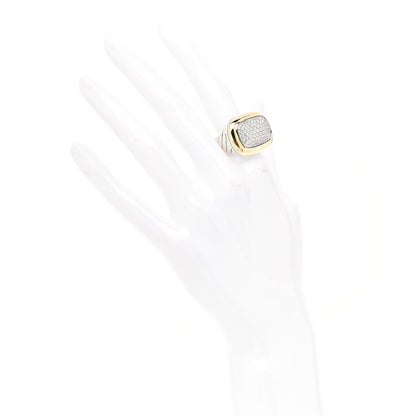 David Yurman Sterling Silver 18K Yellow Gold Diamond Pave Waverly Ring 57 8 2 of 6