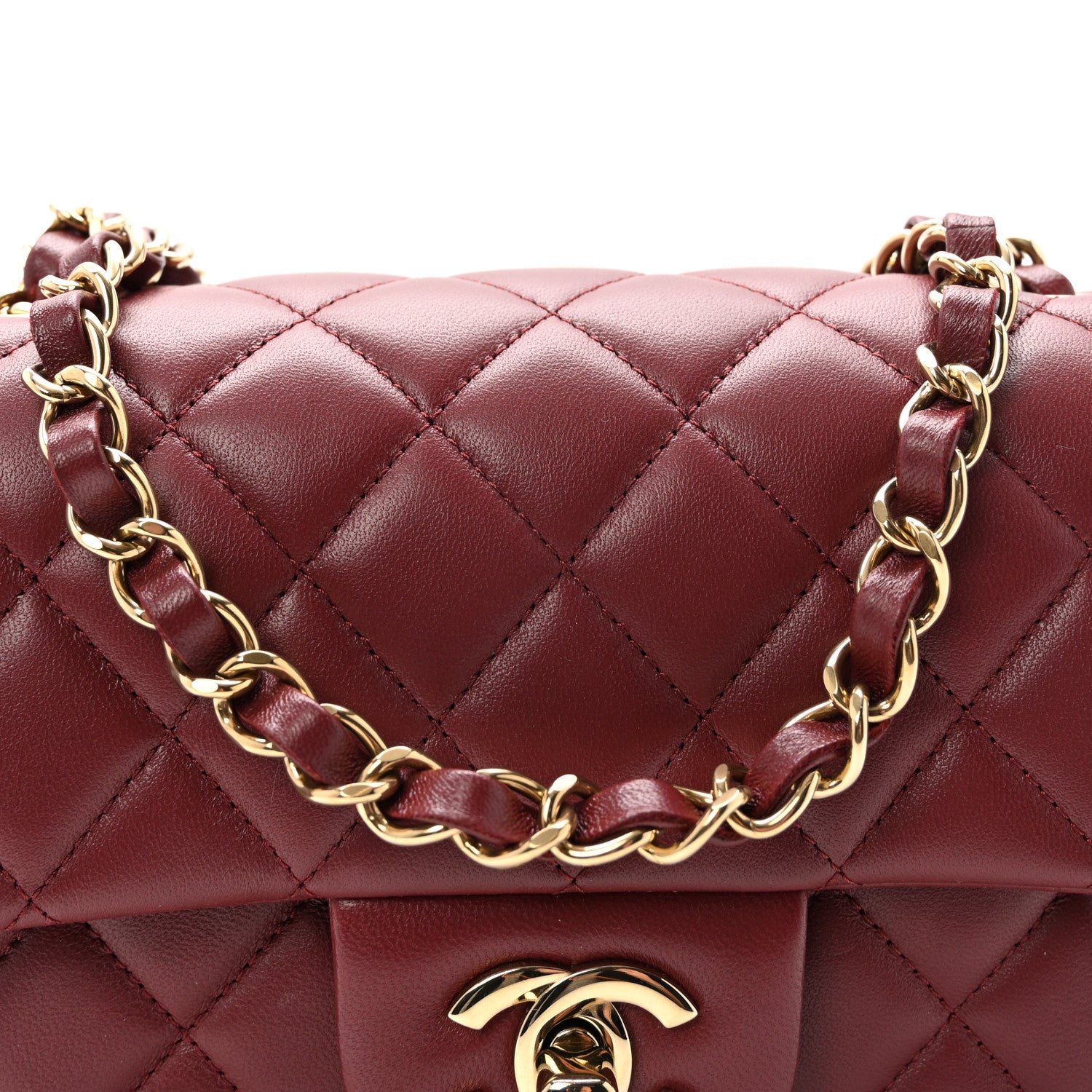 Chanel Lambskin Quilted Mini Rectangular Flap Burgundy 8 of 10