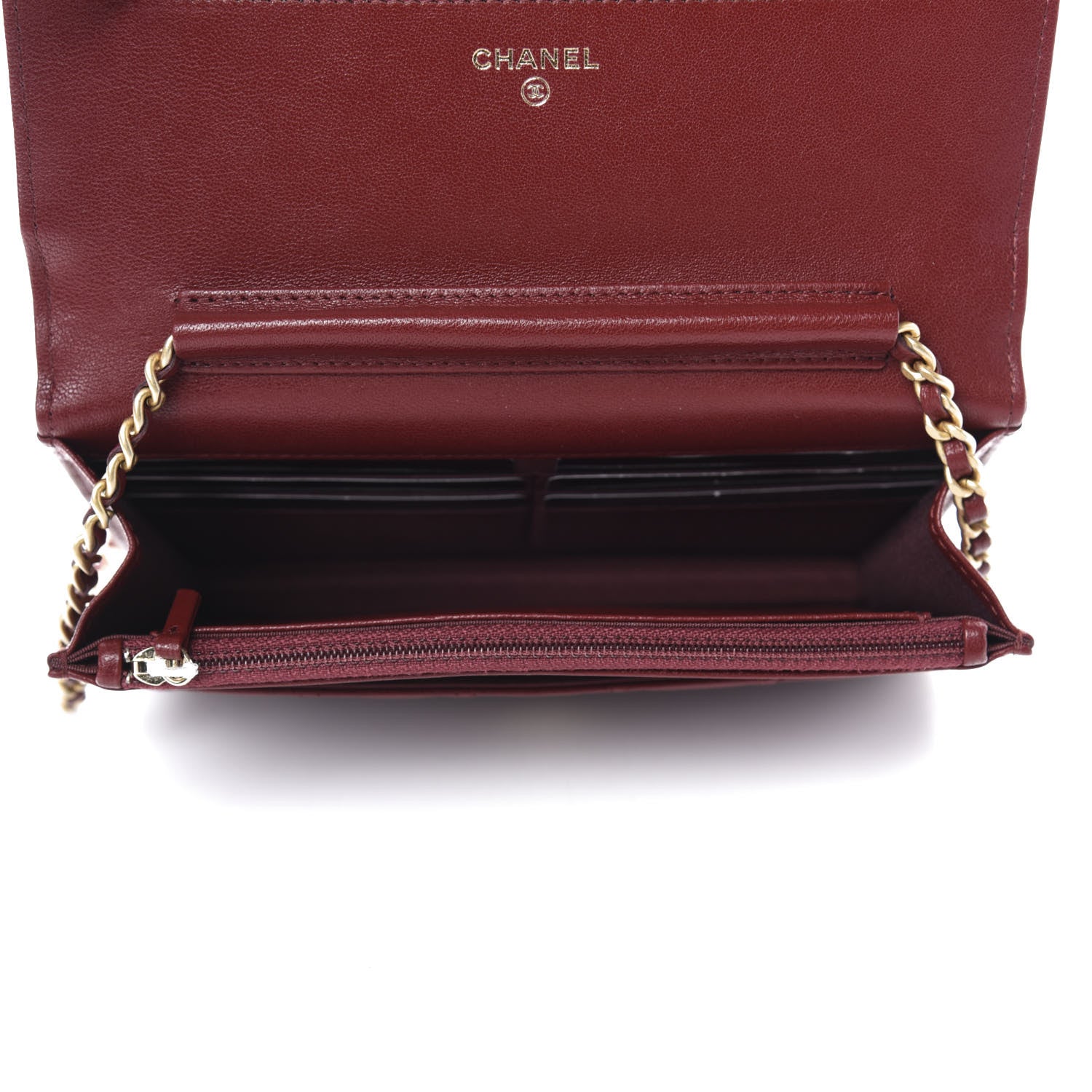Chanel Lambskin Quilted Infinity Wallet On Chain WOC Burgundy 5 of 12