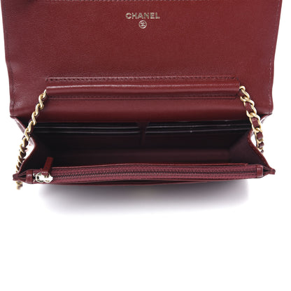 Chanel Lambskin Quilted Infinity Wallet On Chain WOC Burgundy 5 of 12