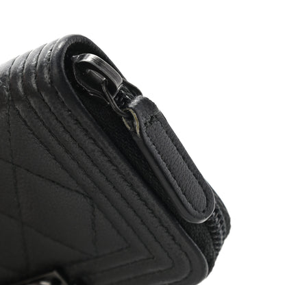 Chanel Caviar Quilted Boy Zip Around Coin Purse Wallet So Black 8 of 9