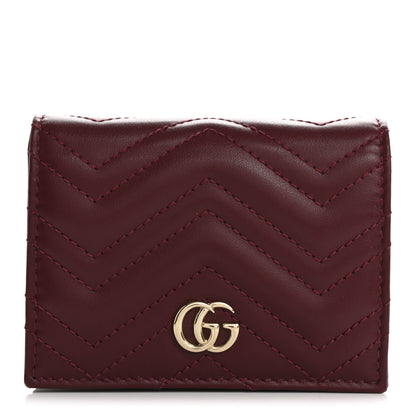 Gucci Calfskin Matelasse GG Marmont Card Case Wallet Rosso Ancora 1 of 10