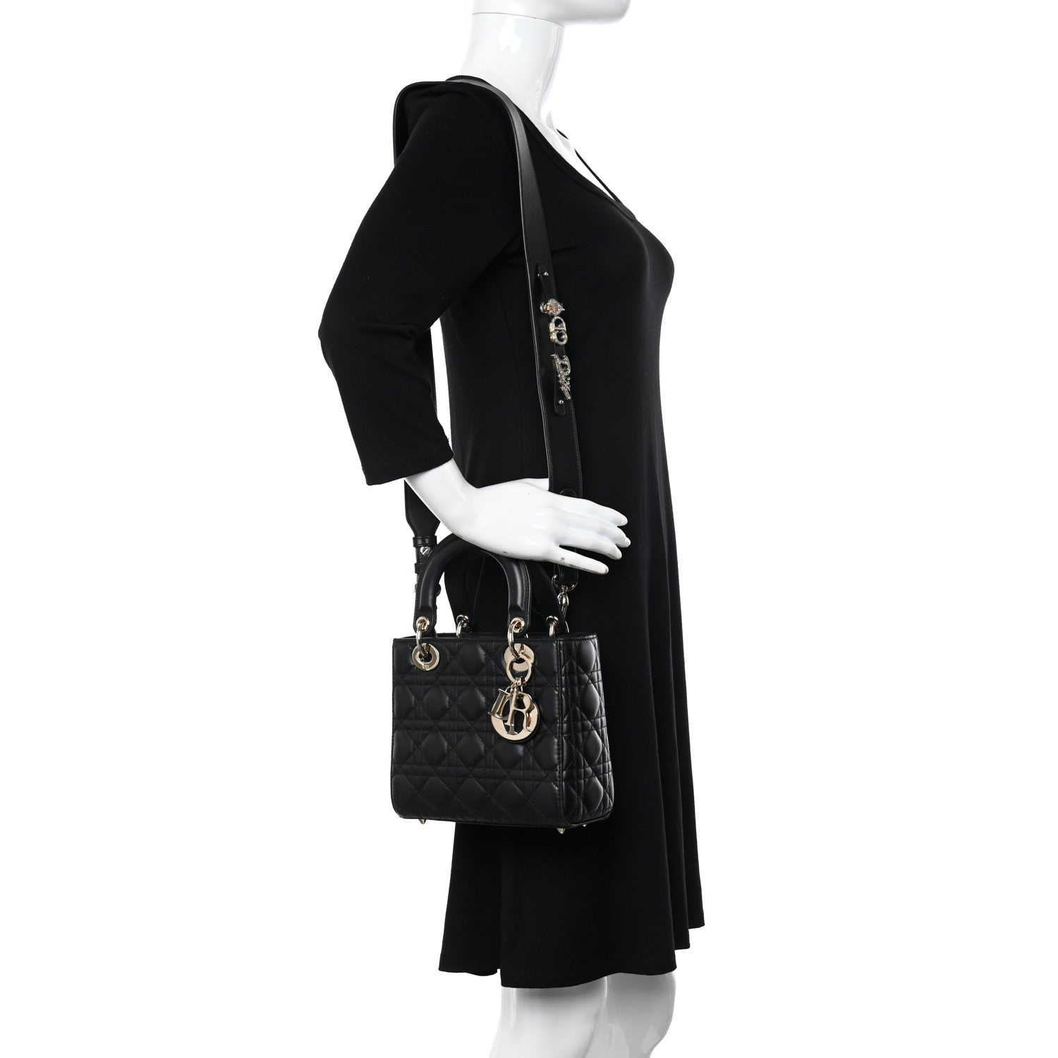 Christian Dior Lambskin Cannage Small My ABCDior Lady Dior Black 2 of 13