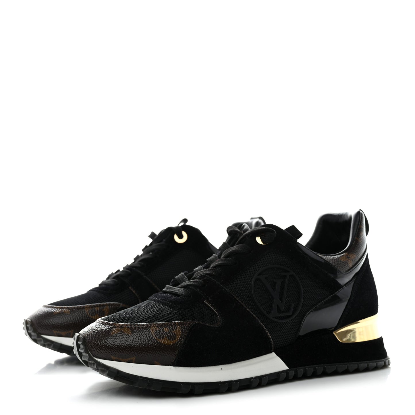 Suede Monogram Run Away Sneakers 38 Black