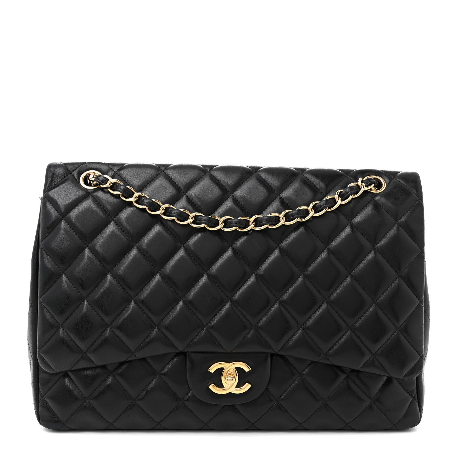 Chanel Lambskin Quilted Maxi Single Flap Black 1 of 12
