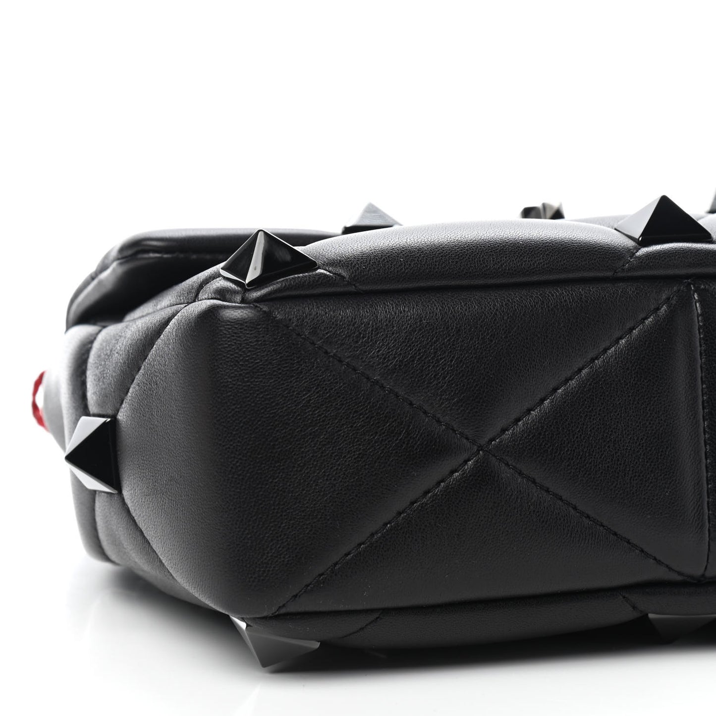Nappa Monochrome Large Roman Stud Shoulder Bag Black