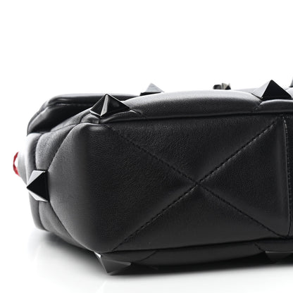 Valentino Garavani Nappa Monochrome Large Roman Stud Shoulder Bag Black 7 of 8