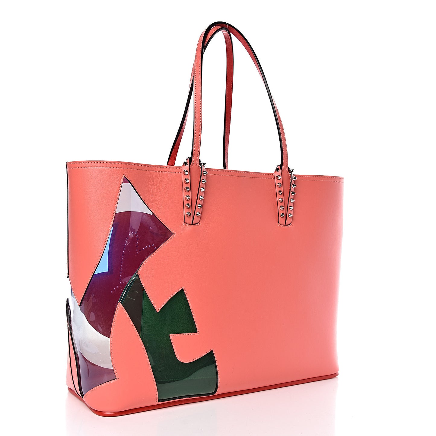 Calfskin PVC Love Spikes East West Cabata Tote Red