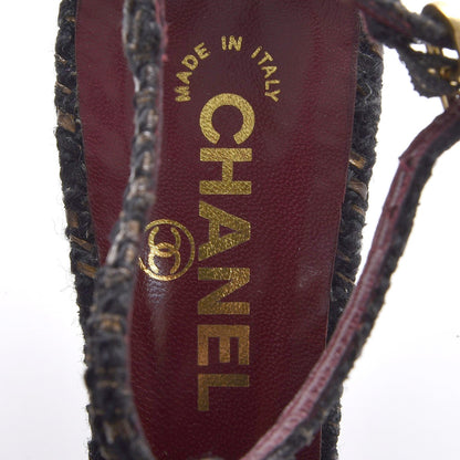 Chanel Tweed Lambskin Cap Toe T-Strap Pumps 39 Brown 7 of 8