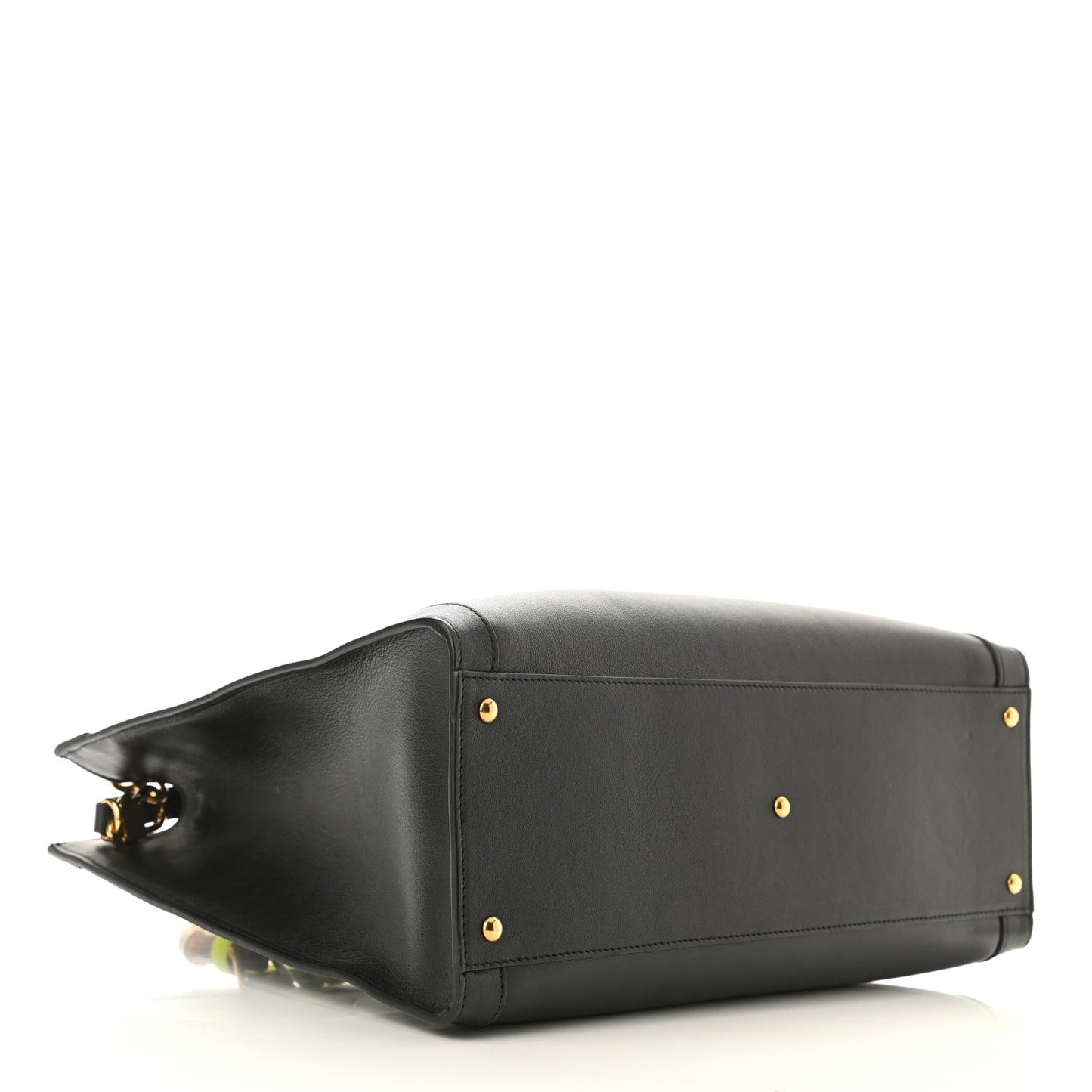 Calfskin Medium Diana Tote Bag Black Yellow Fluo