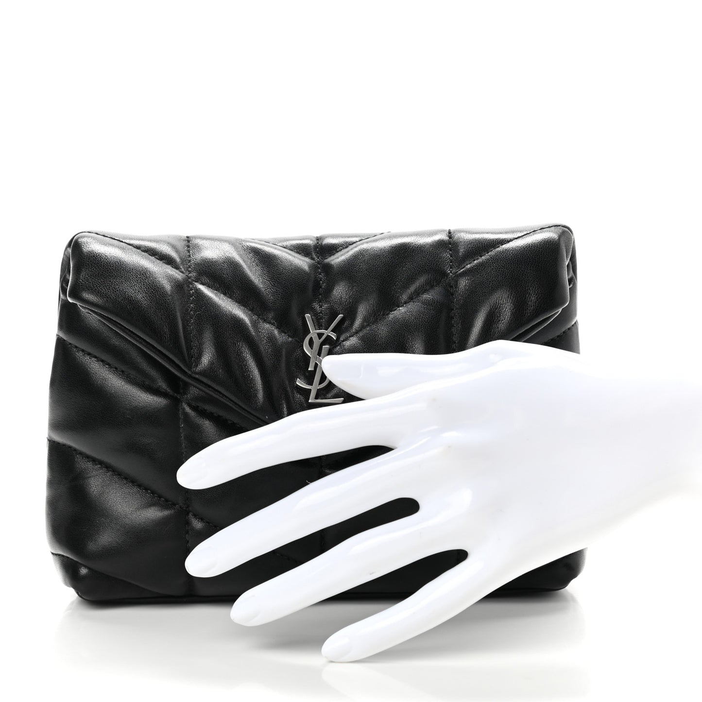 Lambskin Monogram Loulou Puffer Pouch Clutch Black