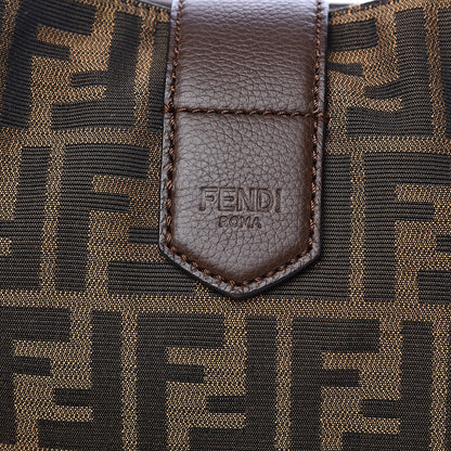 Fendi Zucca Vitello Artic Small Clasp Top Hobo Bag Tobacco Castagna 10 of 10