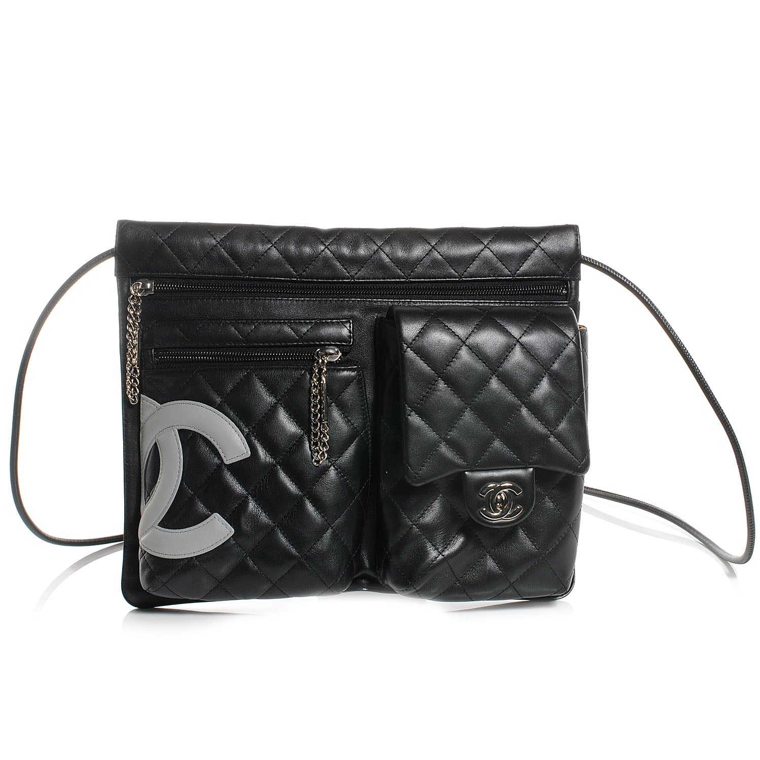 Chanel Calfskin Quilted Cambon Multipocket Shoulder Bag Black 1 of 8