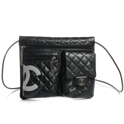 Chanel Calfskin Quilted Cambon Multipocket Shoulder Bag Black 1 of 8