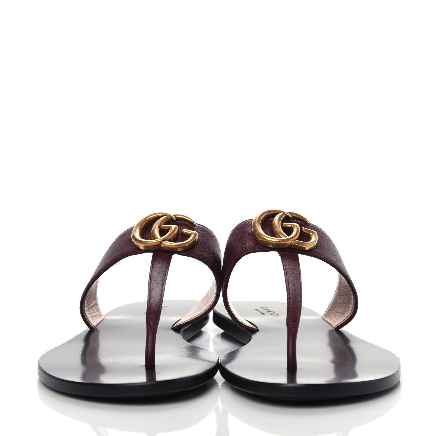 Gucci Calfskin GG Marmont Thong Sandals 38.5 Vintage Bordeaux 2 of 8