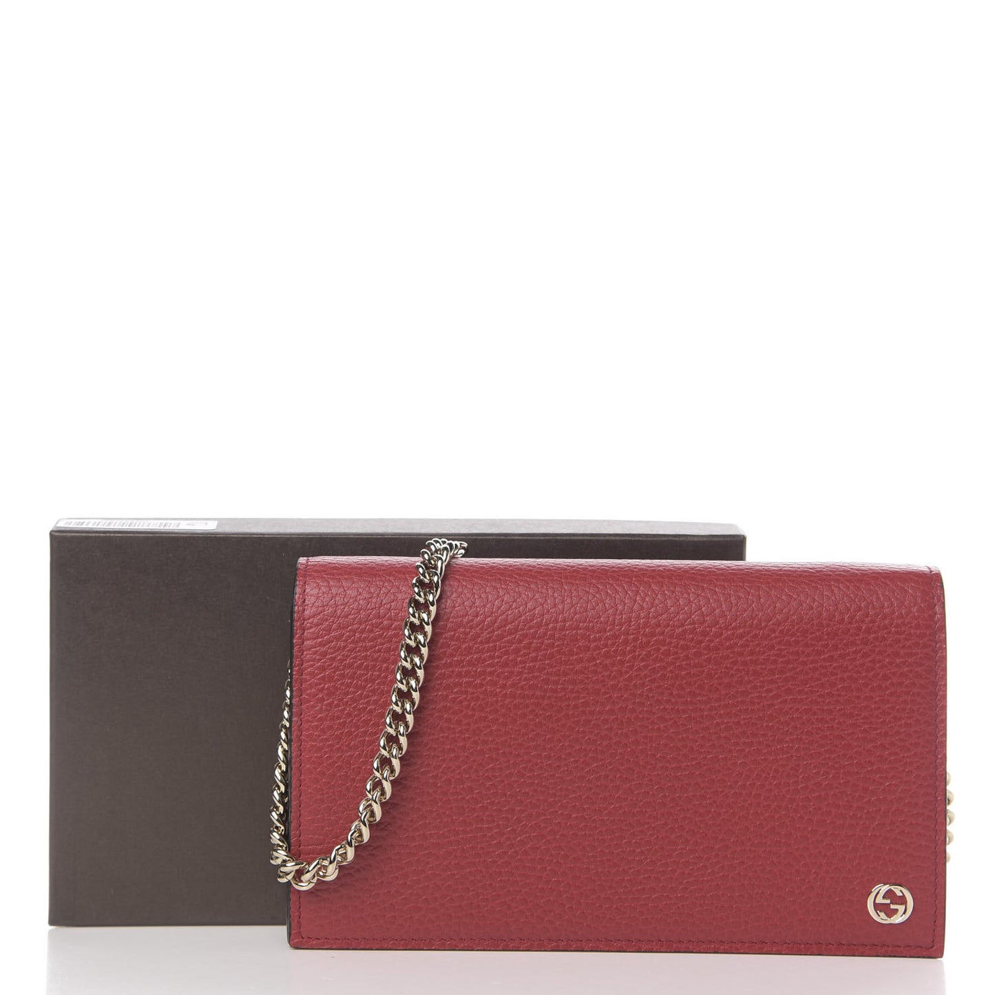 Dollar Calfskin Medium Betty Chain Wallet Red