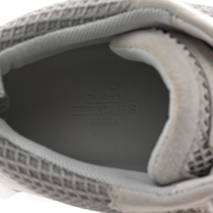 Hermes Goatskin Suede Mesh Hip-Hop High Top Sneakers 39 Gris Lulea White 6 of 12