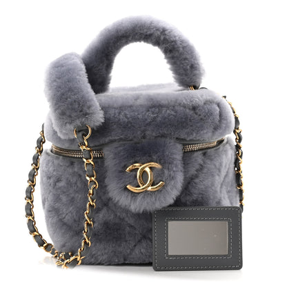 Chanel Shearling Lambskin Quilted Small Vanity Case Grey 1 of 10