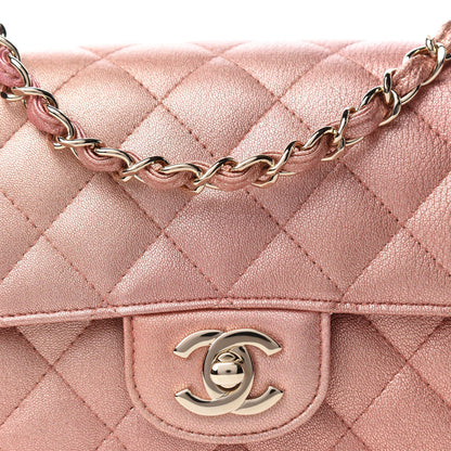 Chanel Metallic Lambskin Quilted Ombre Mini Rectangular Flap Pink 10 of 11